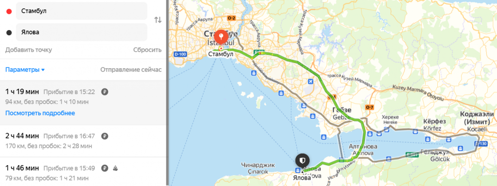 Маршрут из Стамбула в Ялова на карте Маршрут из Стамбула в Ялова на карте
