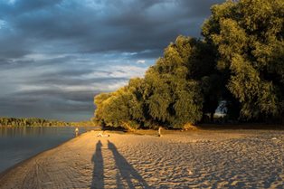 Песчаный пляж на одном из озёр в Сербии.
